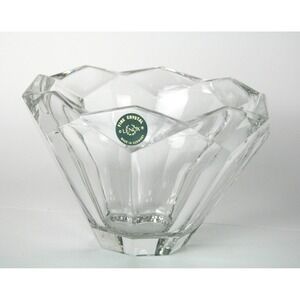 Lenox Lead Crystal Bowl Vintage 1998 Germany Faceted Geometric Scalloped 7 Inch